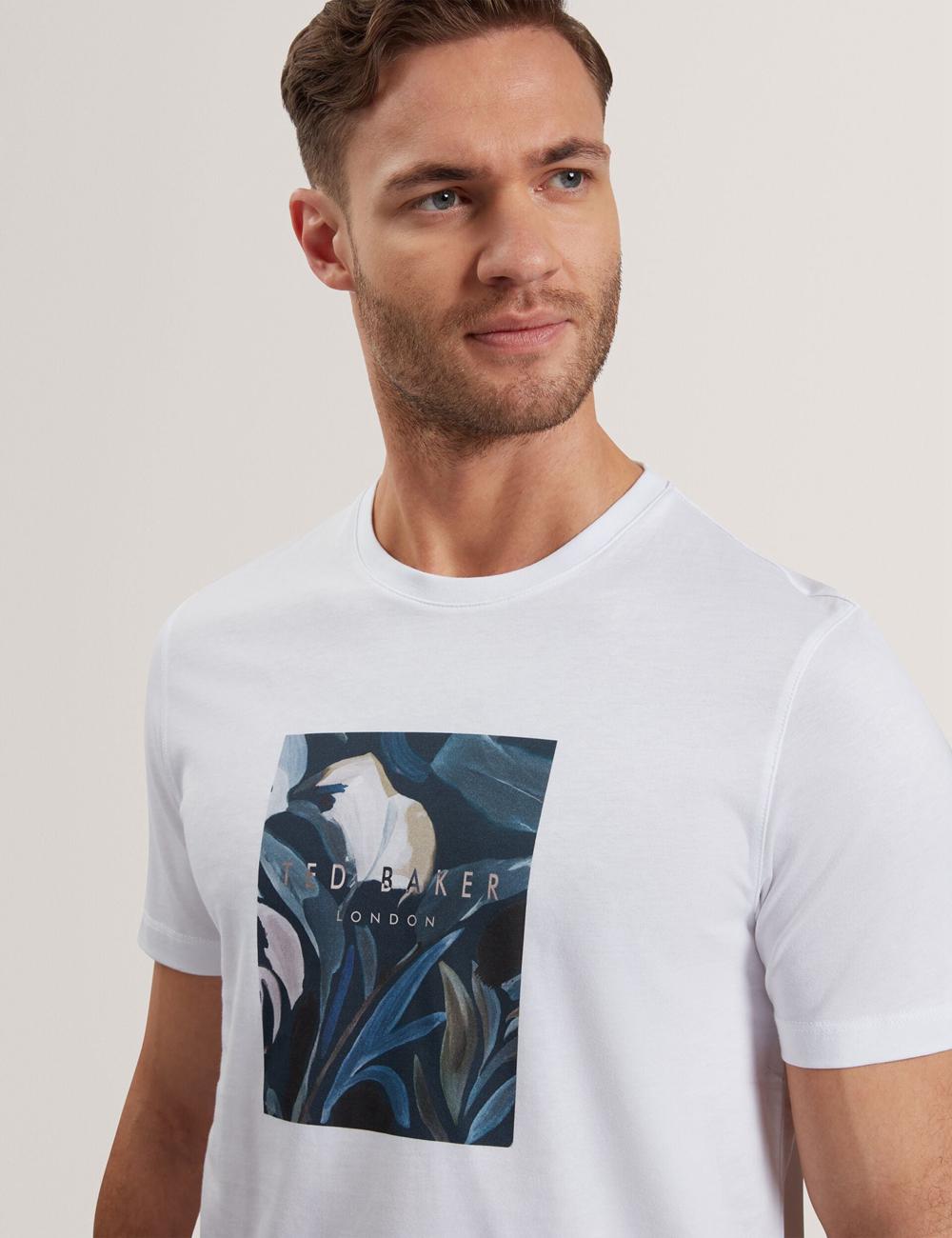 Ted Baker JUSTINO - Branded Box Print Graphic Cotton T-shirts Heren Wit | QDHY-98143
