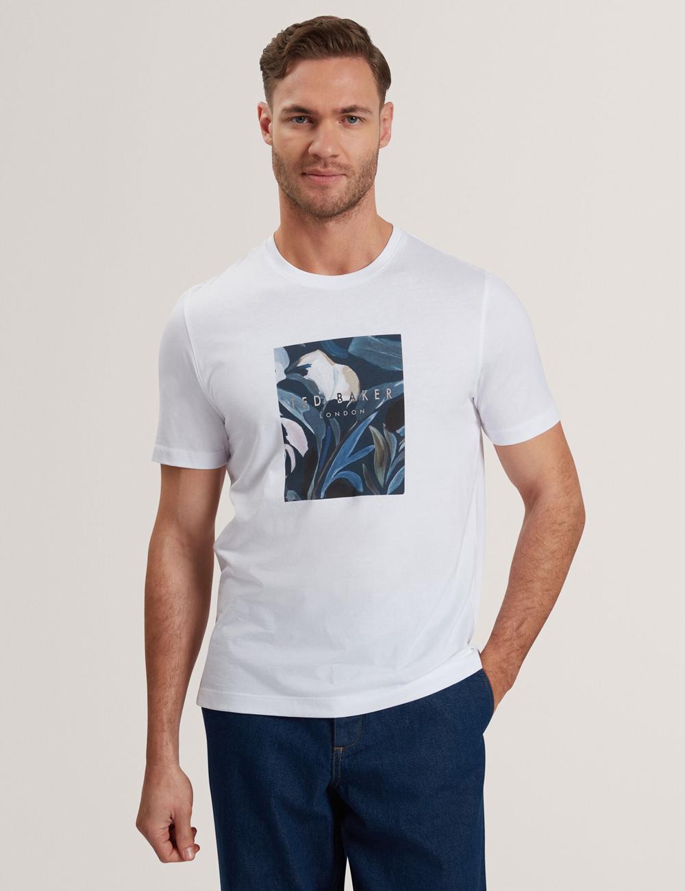 Ted Baker JUSTINO - Branded Box Print Graphic Cotton T-shirts Heren Wit | QDHY-98143