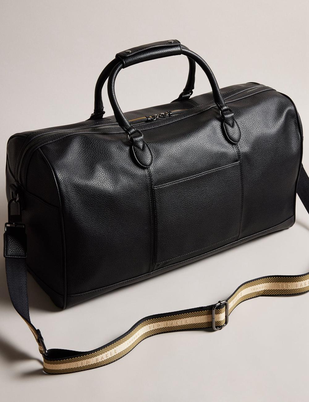 Ted Baker KALVIN - Webbing Faux Leather Holdall Bags Heren Zwart | LHGN-05691