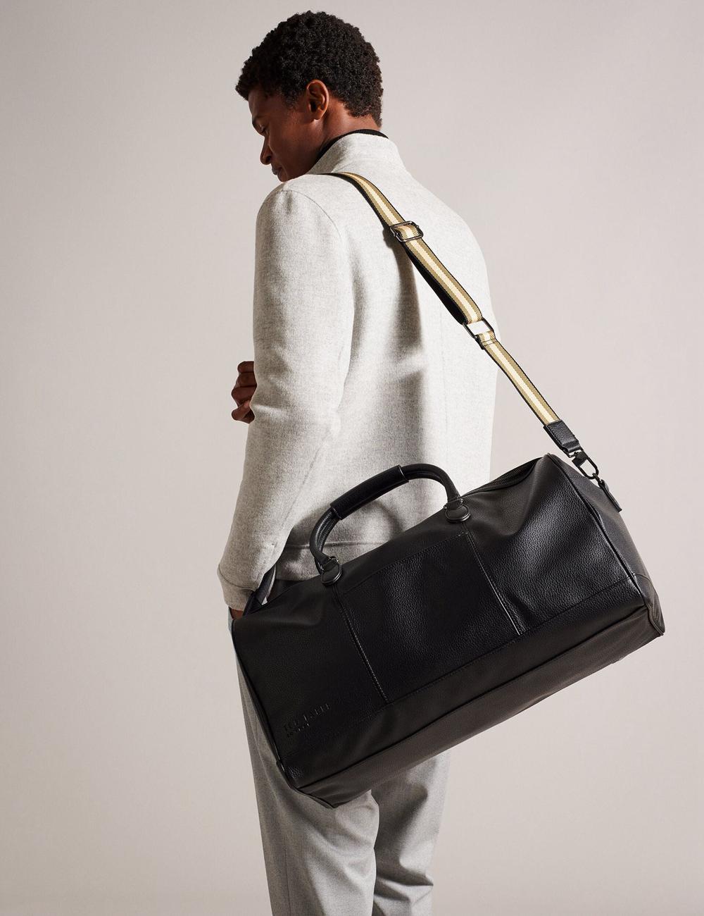 Ted Baker KALVIN - Webbing Faux Leather Holdall Bags Heren Zwart | LHGN-05691