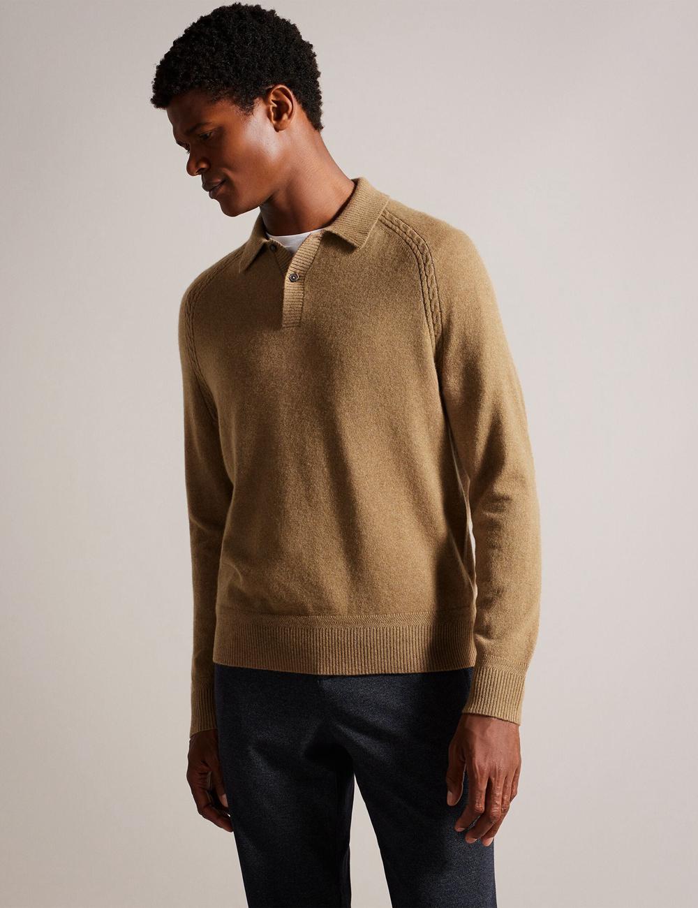 Ted Baker KAROLT - Cashmere Knit Long Sleeve Top Jumpers Heren Bruin | DOBN-86321