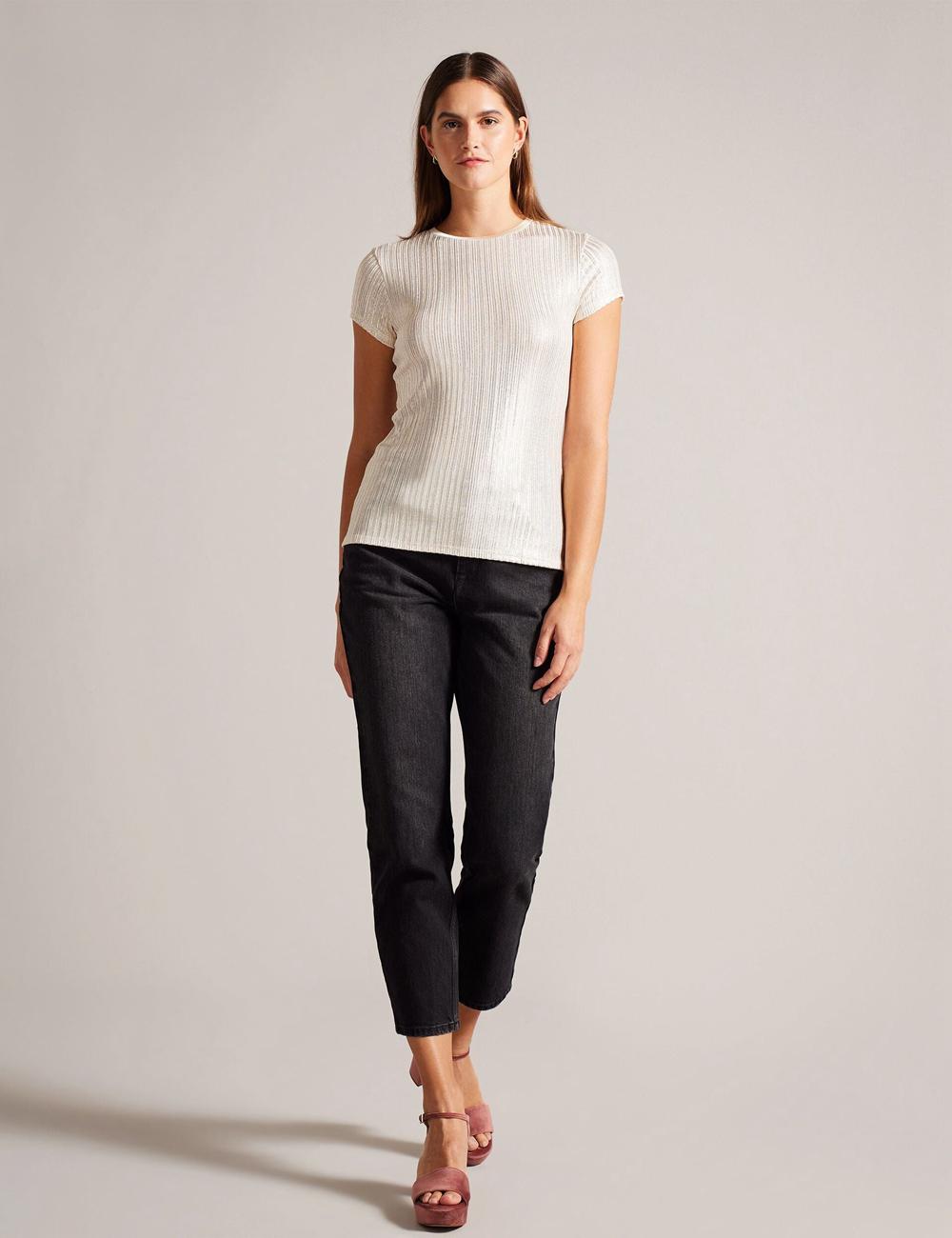 Ted Baker KATRINO - Metallic Short Sleeve Crew Neck Topjes Dames Goud | OMHZ-67134