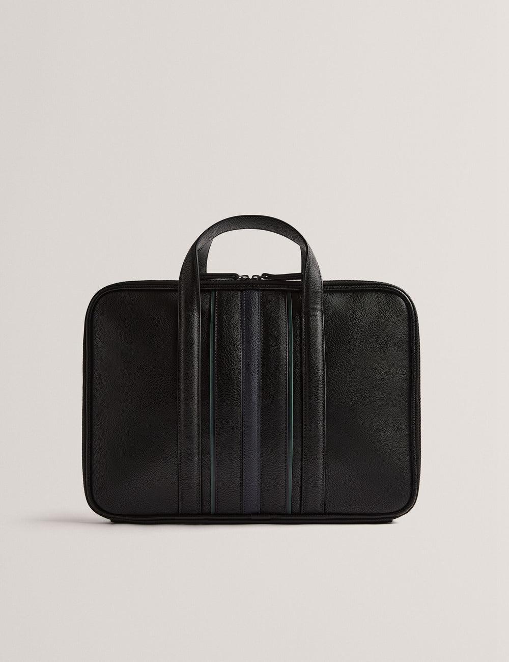 Ted Baker KEDRIK - Stripe Detail Faux Leather Documententassen Heren Zwart | DHAY-38160