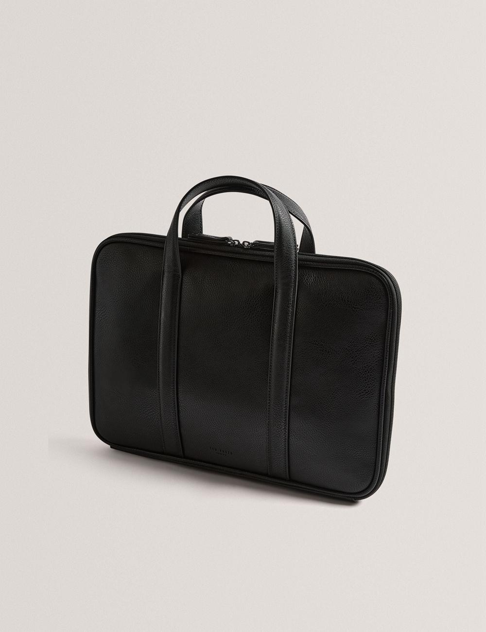 Ted Baker KEDRIK - Stripe Detail Faux Leather Documententassen Heren Zwart | DHAY-38160