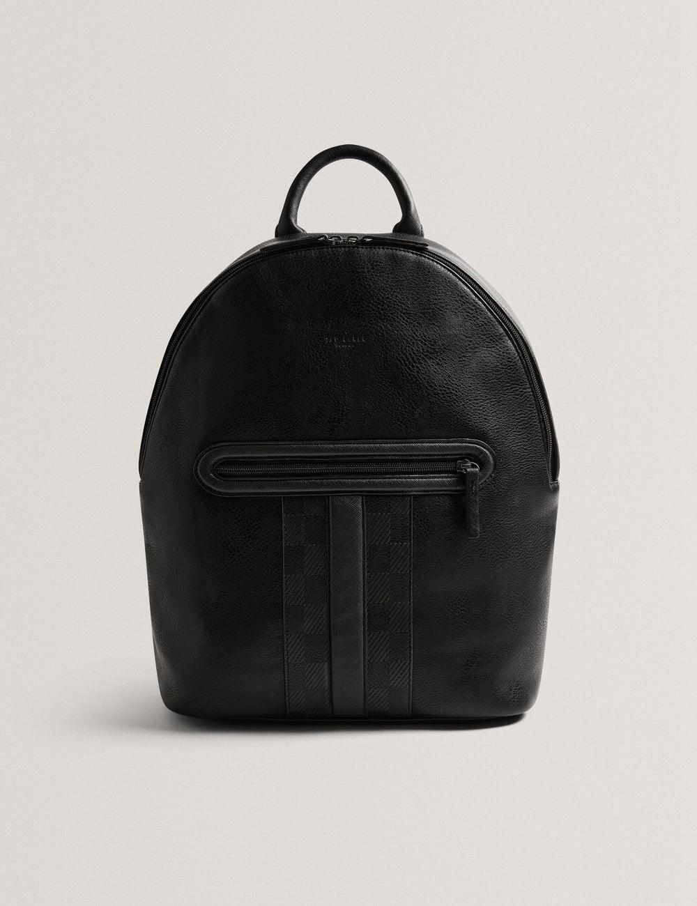 Ted Baker KEIIGAN - Striped Panel PU Reporter Rugzakken Heren Zwart | GYEB-41276