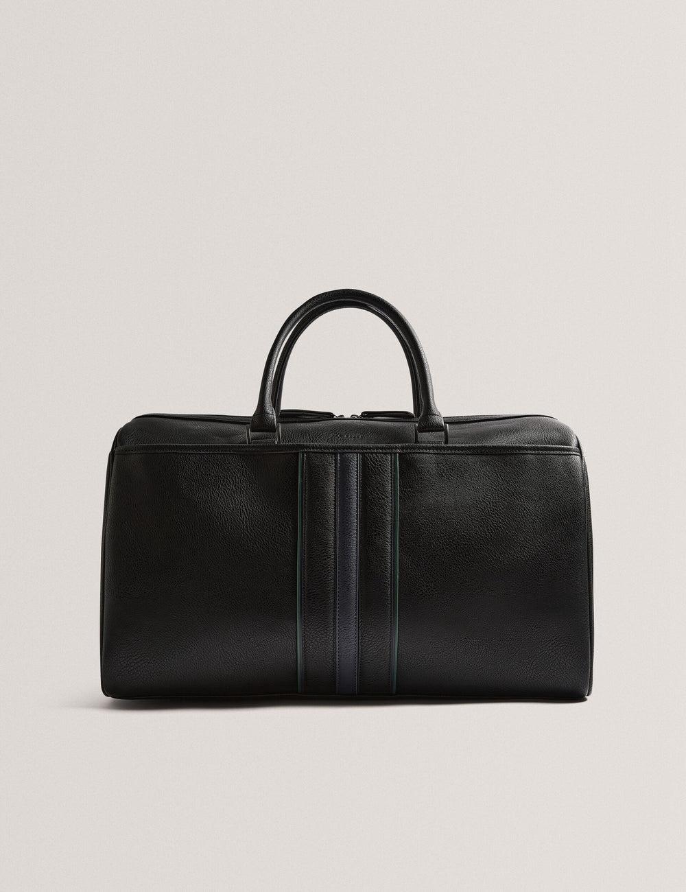 Ted Baker KELVIN - Striped Panel Faux Leather Holdall Bags Heren Zwart | QPUT-76402