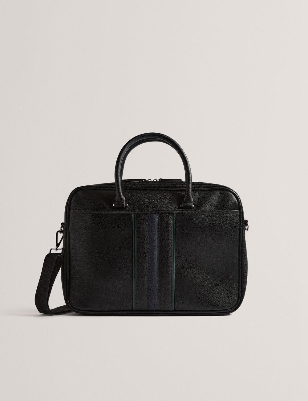 Ted Baker KENRIIK - Faux Leather Striped Panel Documententassen Heren Zwart | NVXC-71085