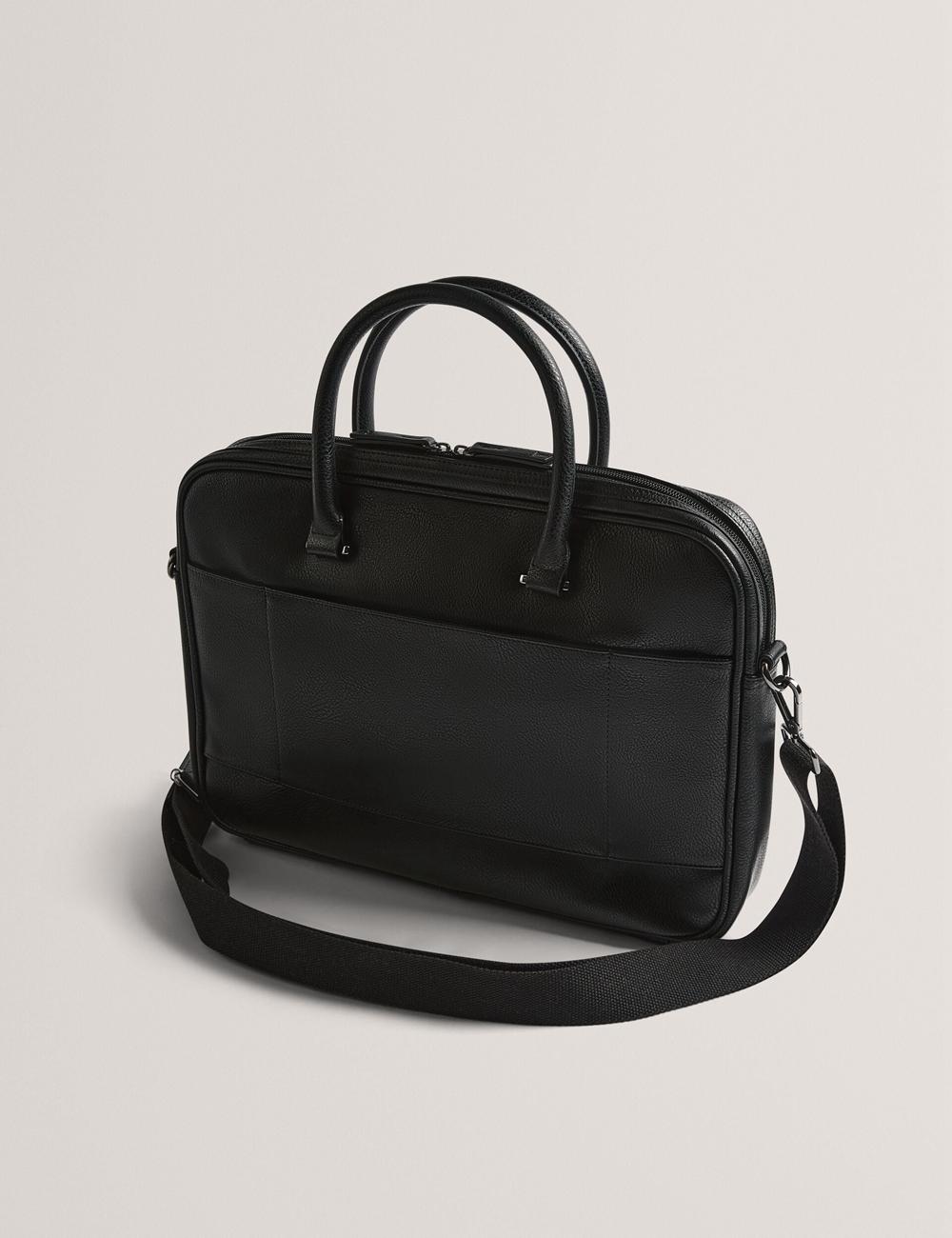 Ted Baker KENRIIK - Faux Leather Striped Panel Documententassen Heren Zwart | NVXC-71085