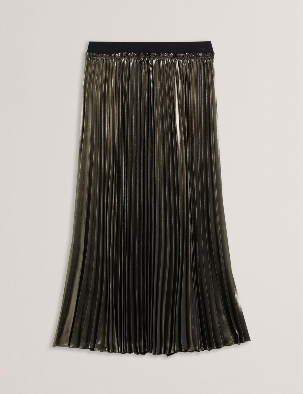 Ted Baker KESE - Metallic Pleated A-Line Rokken Dames Goud | YFBK-40761