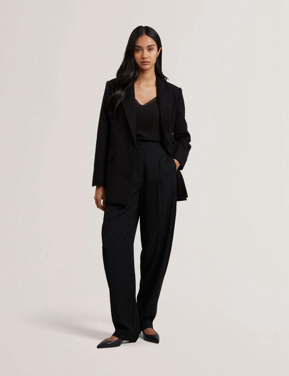 Ted Baker KIOLLI - Wool Blend Barrel Leg Tailored Broek Dames Zwart | MVNZ-41532