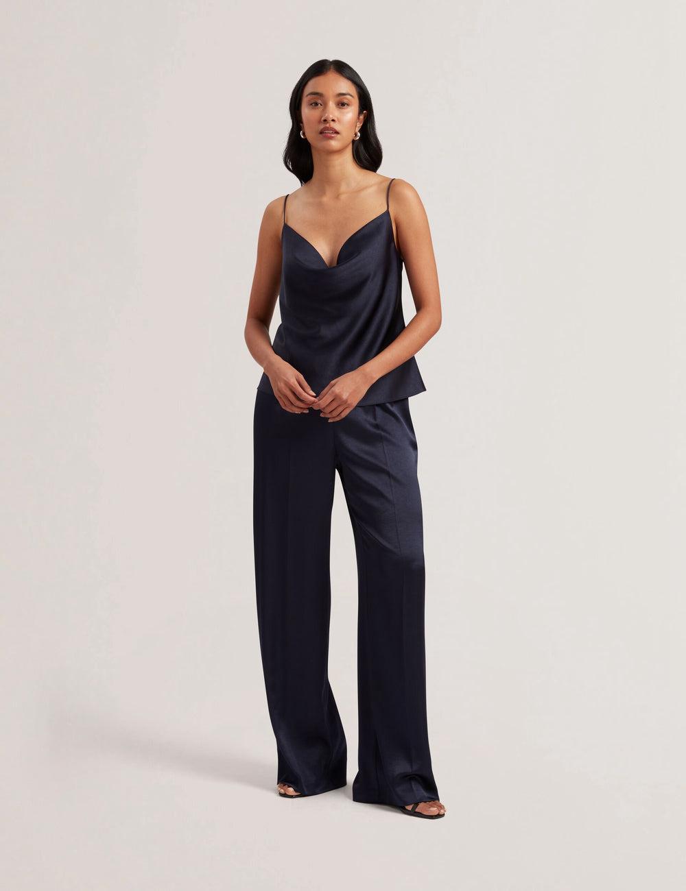 Ted Baker KITI - Satin Cowl Neck Strappy Cami Topjes Dames Donkerblauw | RYJO-51634