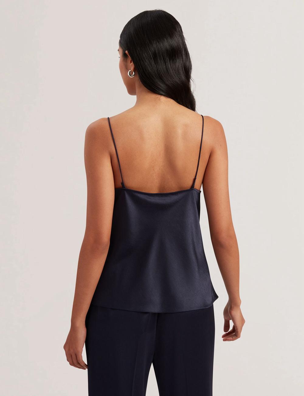 Ted Baker KITI - Satin Cowl Neck Strappy Cami Topjes Dames Donkerblauw | RYJO-51634
