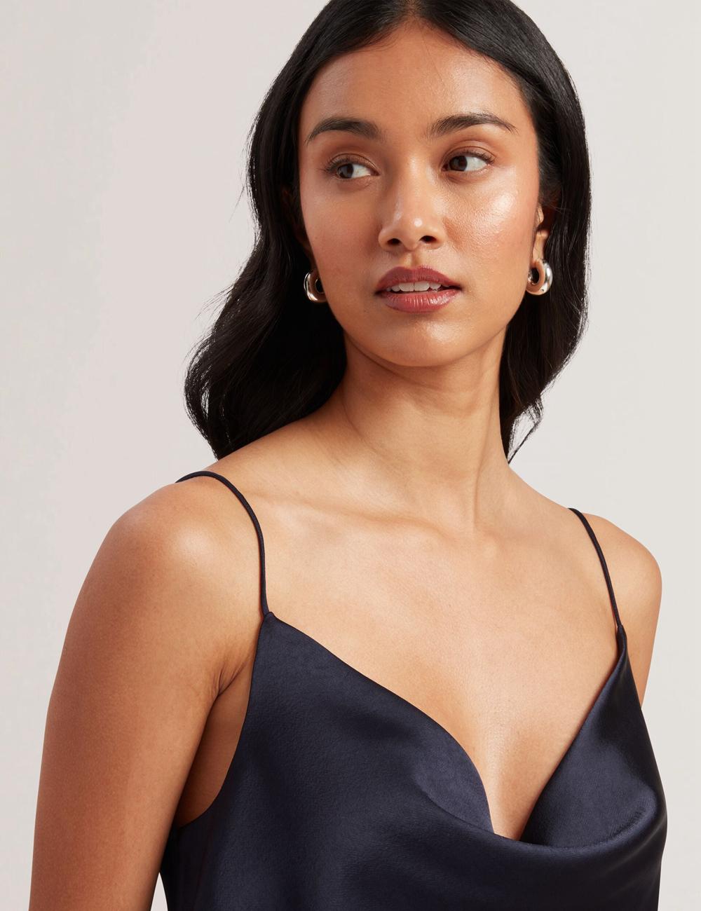 Ted Baker KITI - Satin Cowl Neck Strappy Cami Topjes Dames Donkerblauw | RYJO-51634
