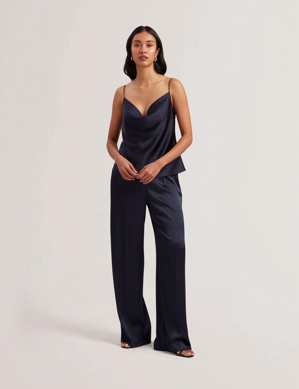 Ted Baker KITI - Satin Cowl Neck Strappy Cami Topjes Dames Donkerblauw | RYJO-51634