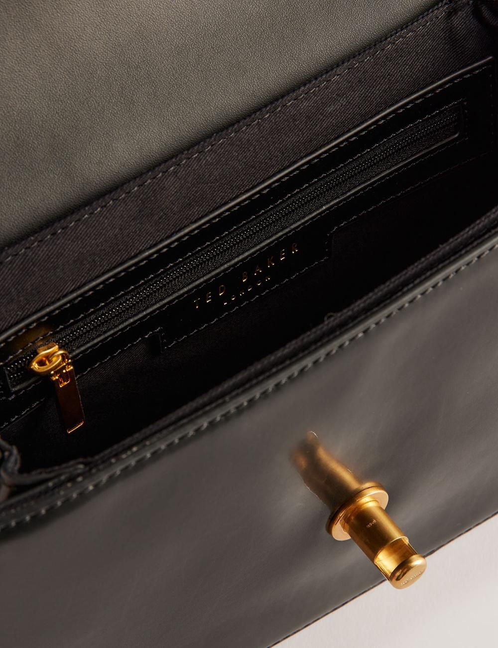 Ted Baker KKAYLI - Polished Leather Crossbody Satchel Boekentassen Dames Zwart | NRSP-26730