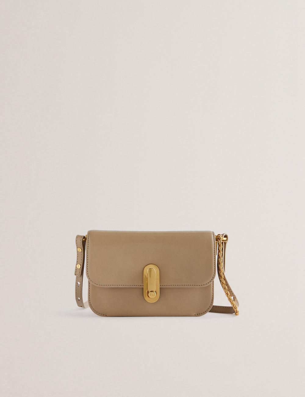 Ted Baker KKAYSA - Leather Twist Lock Small Crossbodytassen Dames Taupe | PUJZ-27308
