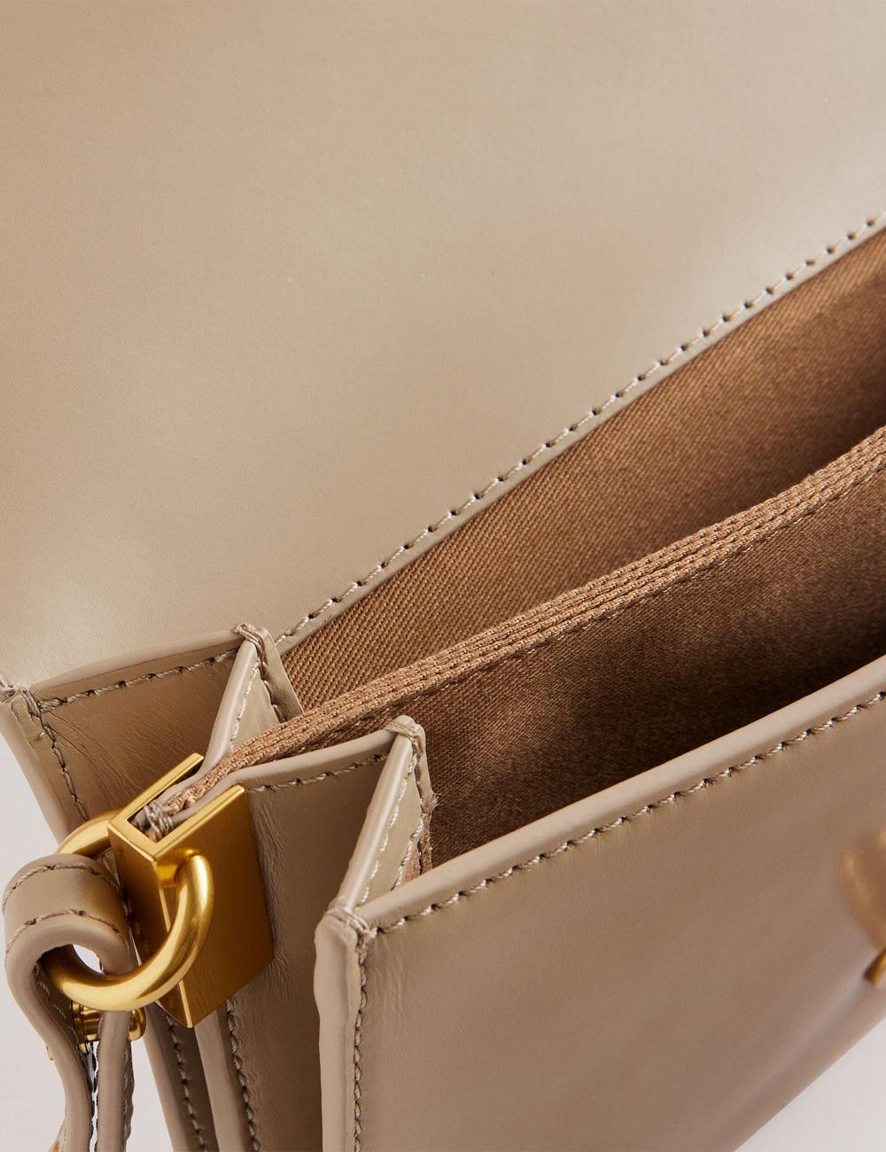Ted Baker KKAYSA - Leather Twist Lock Small Crossbodytassen Dames Taupe | PUJZ-27308