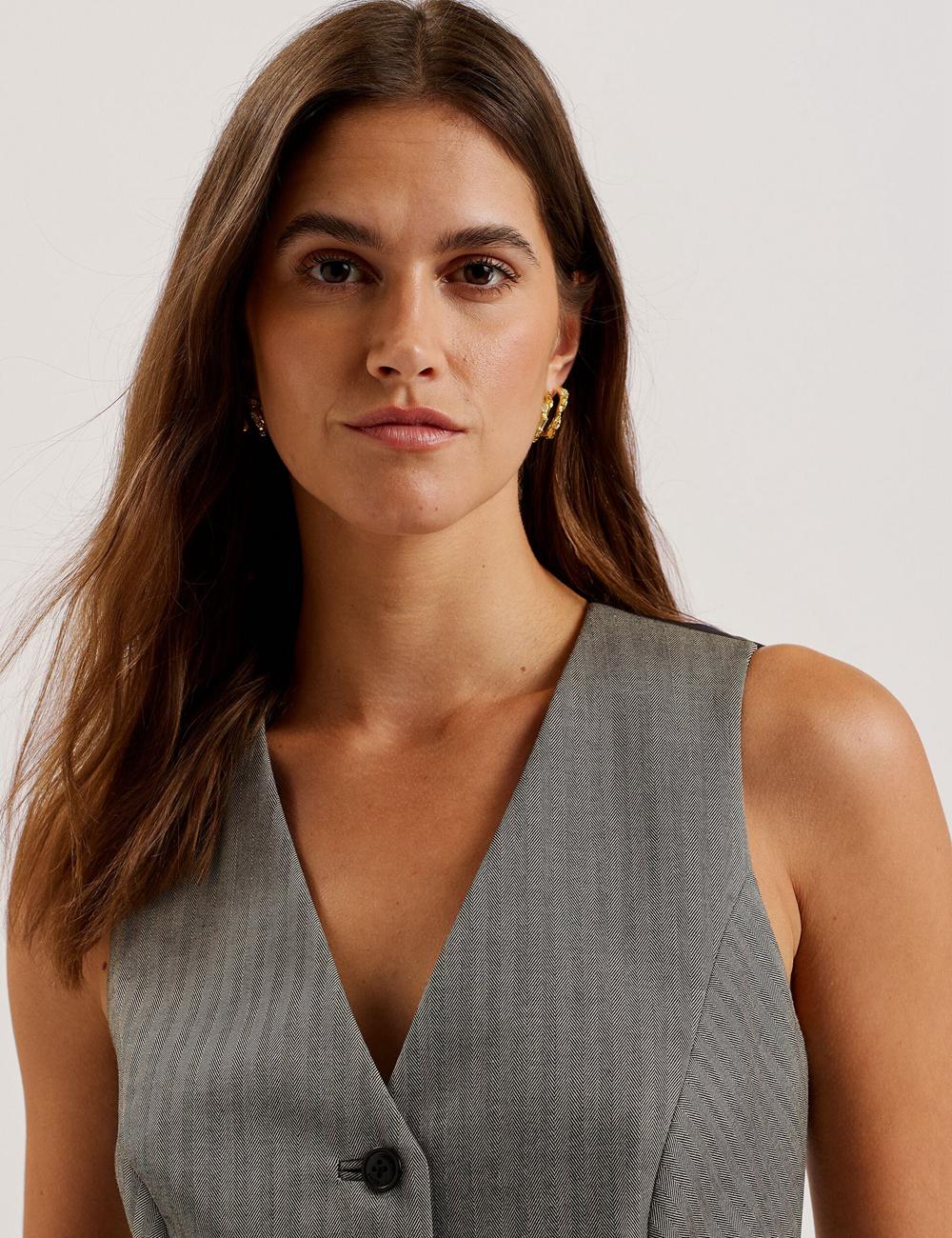 Ted Baker KOAW - Herringbone Single Breasted Pak Gilet Dames Grijs | AXJE-28643