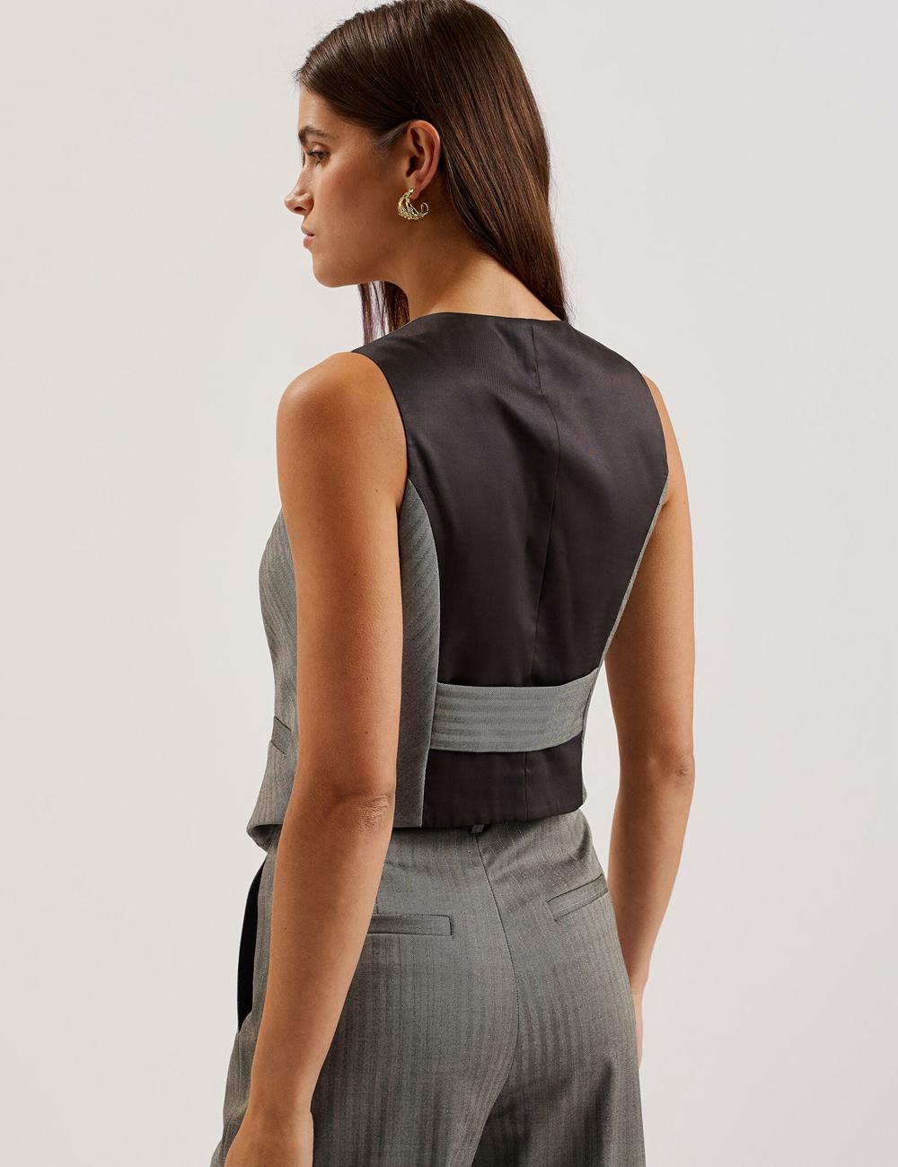 Ted Baker KOAW - Herringbone Single Breasted Pak Gilet Dames Grijs | AXJE-28643