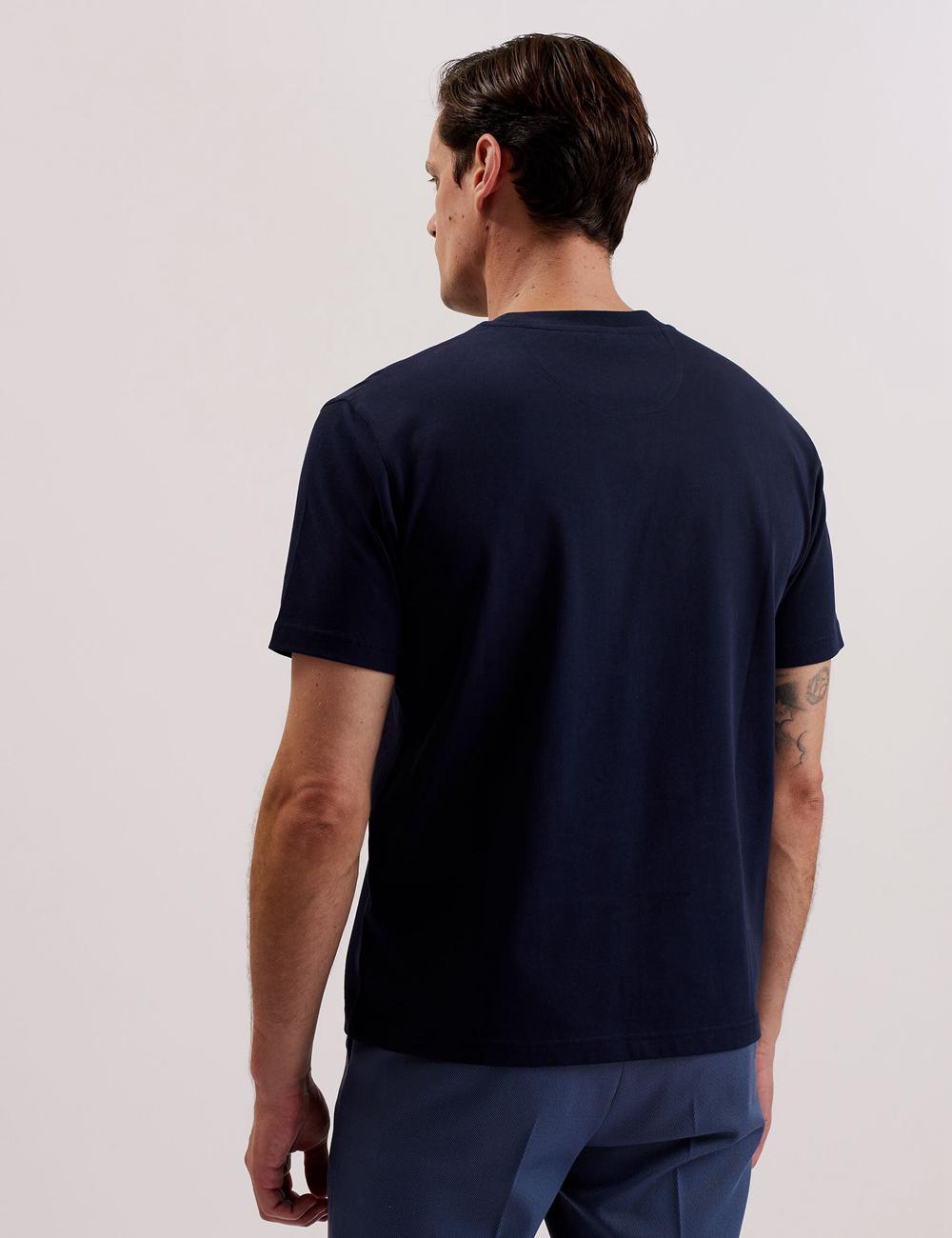Ted Baker KORNKA - Short Sleeve Relaxed Fit Cotton T-shirts Heren Donkerblauw | WKHP-95083