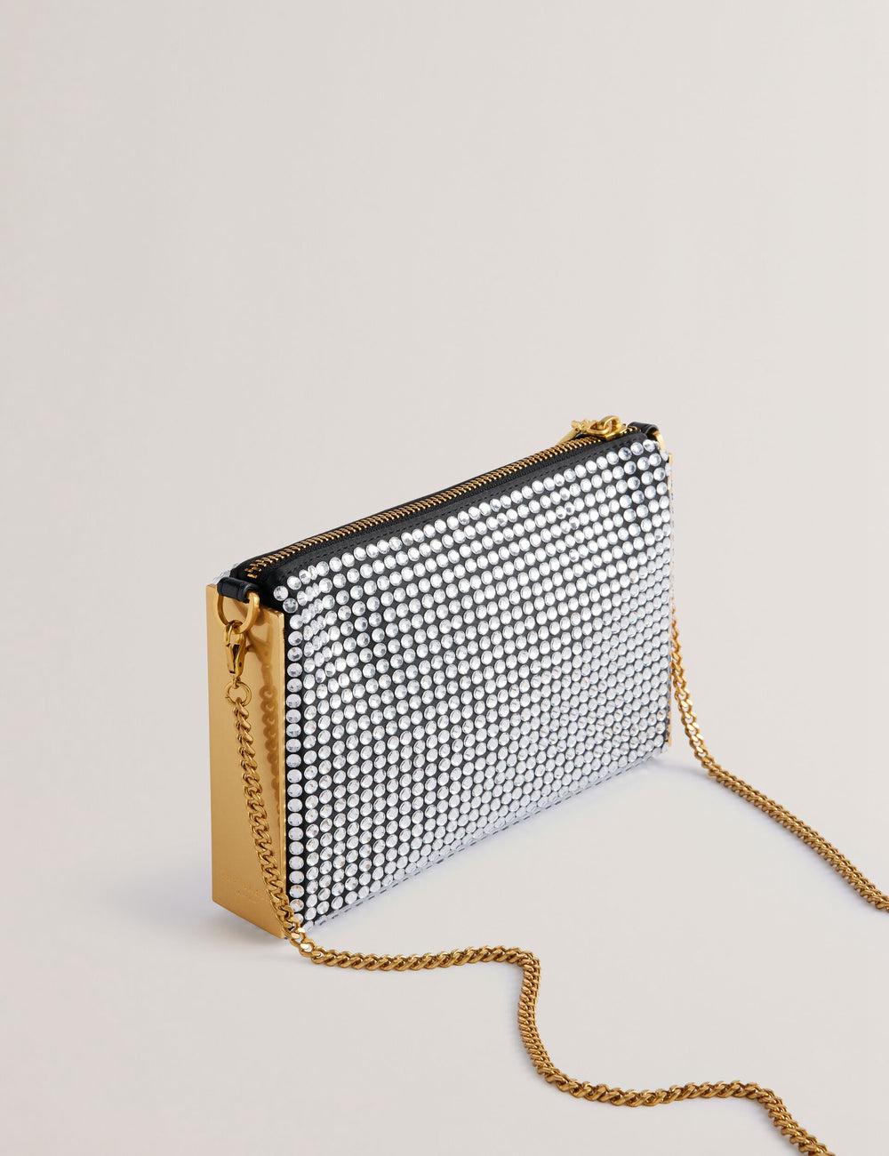 Ted Baker KRIISA - Crystal Hardware Side Clutch Schoudertassen Dames Zilver | WDXH-64857