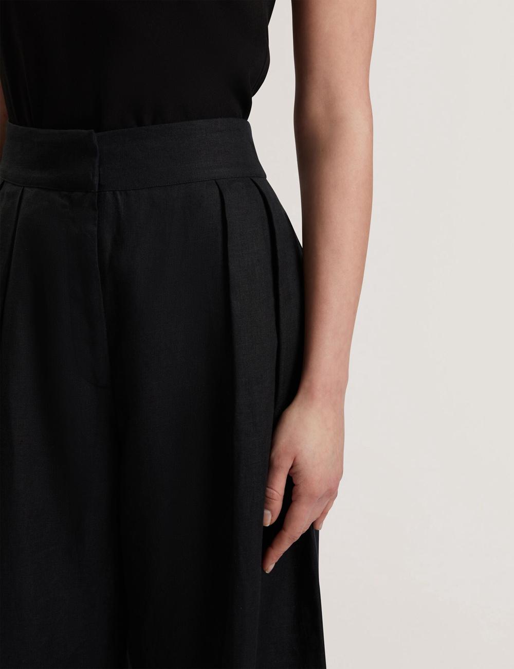 Ted Baker KYFAAT - Pure Linen Tailored Wide Leg Broek Dames Zwart | QGNV-82613