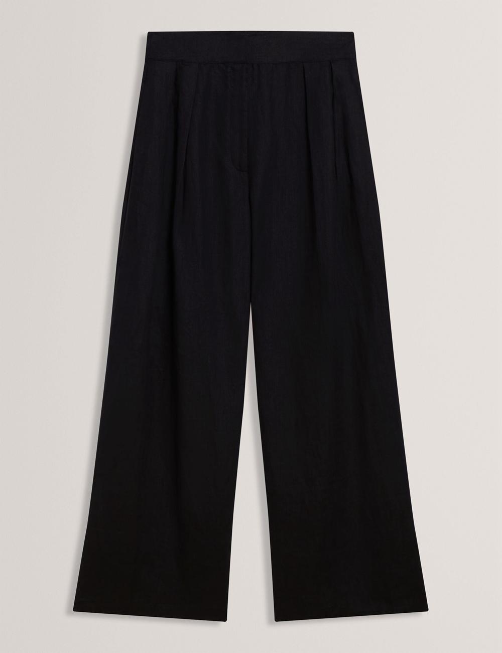 Ted Baker KYFAAT - Pure Linen Tailored Wide Leg Broek Dames Zwart | QGNV-82613