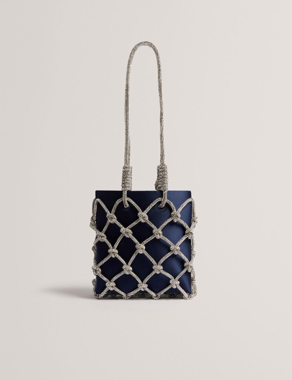 Ted Baker KYLIA - Crystal Cage Satin Mini Schoudertassen Dames Donkerblauw | BDOZ-31079