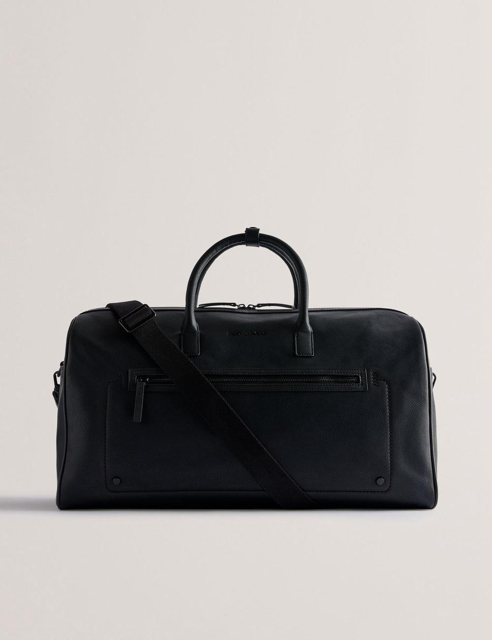 Ted Baker LANDERS - Textured Leather Zip Pocket Holdall Bags Heren Zwart | ZPNF-04528