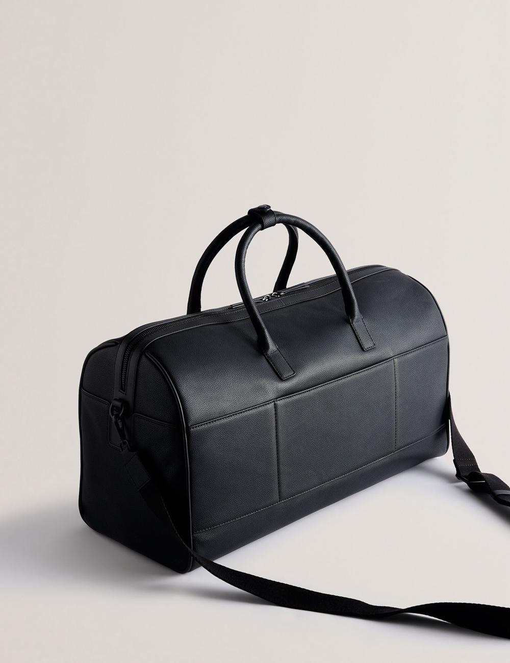 Ted Baker LANDERS - Textured Leather Zip Pocket Holdall Bags Heren Zwart | ZPNF-04528