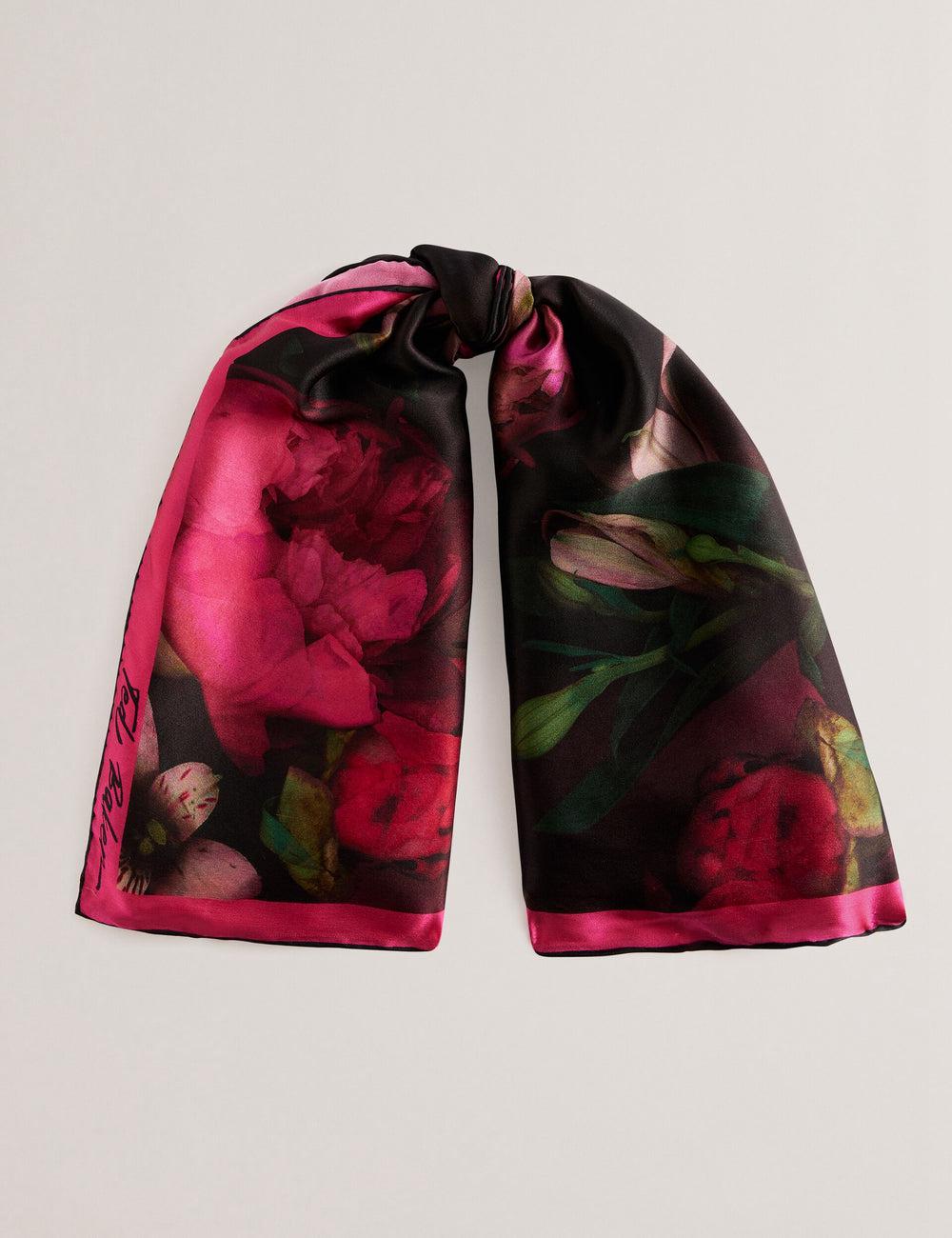 Ted Baker LEEEAA - Printed Silk Satin Square Sjaals Dames Zwart | SGFK-62374