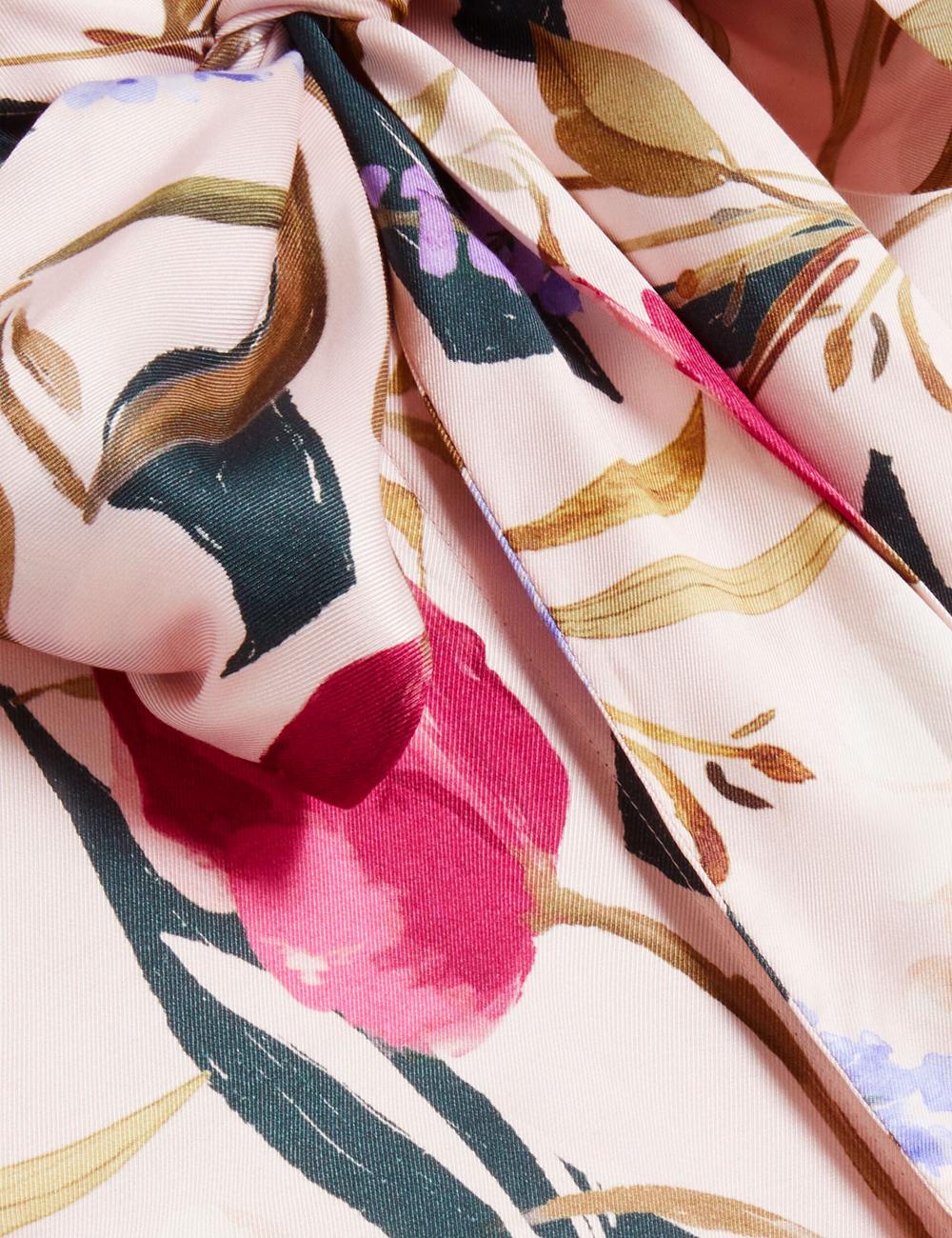 Ted Baker LEEYAA - Floral Print Neck Longline Blouse Dames Roze | NWGF-96837