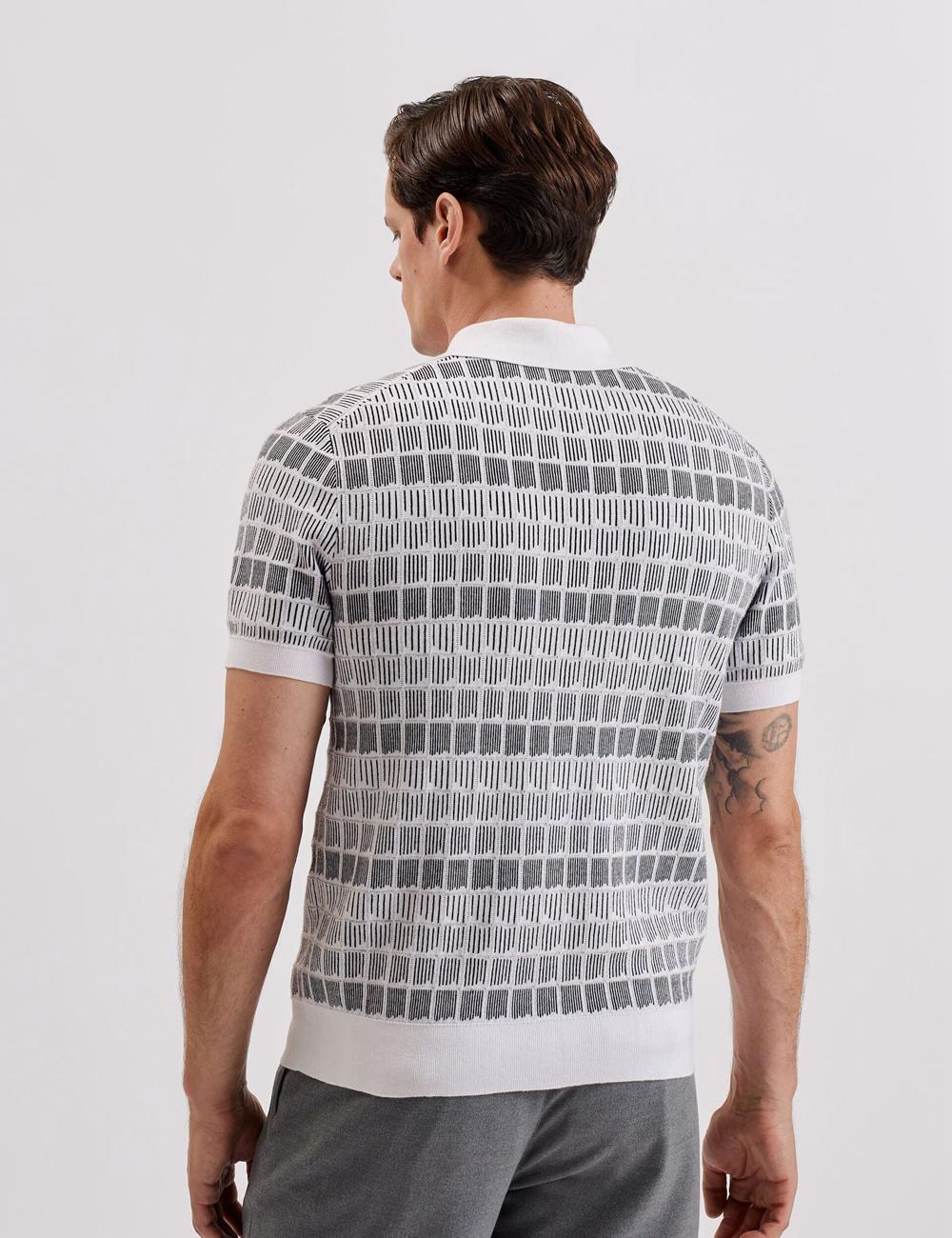 Ted Baker LEVERS - Ombre Jacquard Zip Neck Poloshirt Heren Wit | FTMG-83516