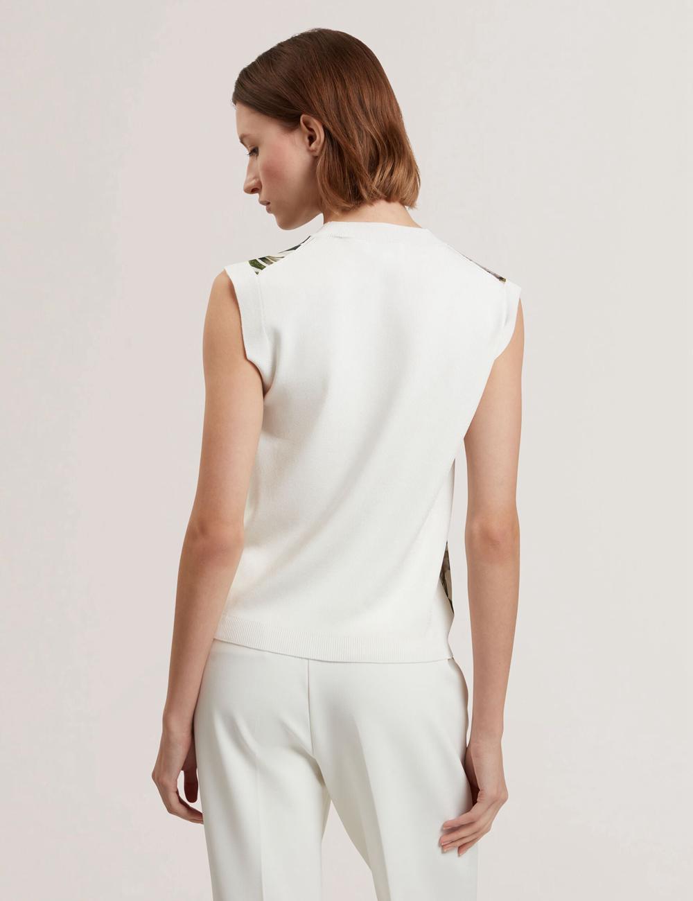Ted Baker LIILEA - Floral Print Front Boxy Knitted Topjes Dames Ivory | DKEH-74362