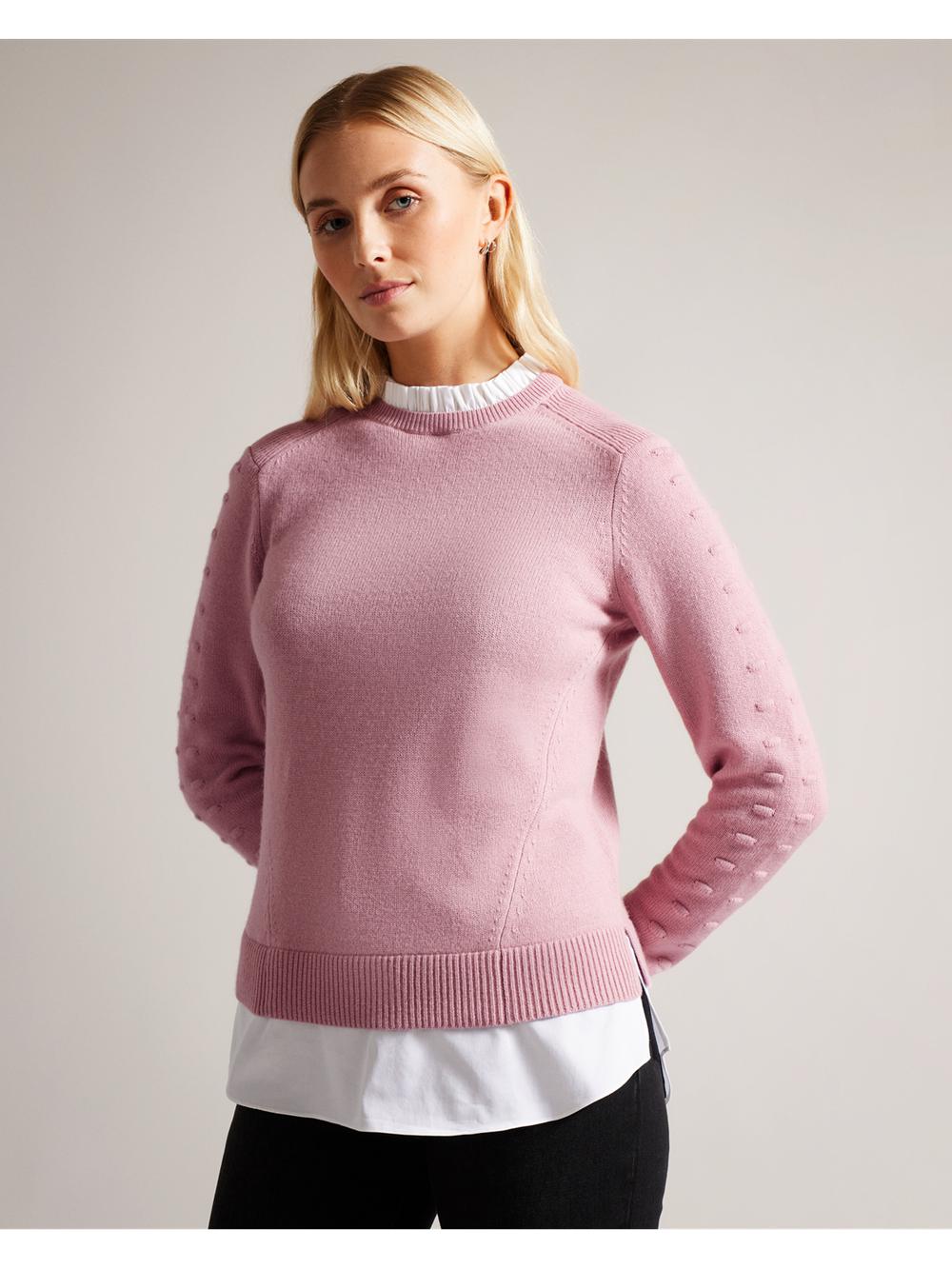 Ted Baker LISSIAH - Bobble Detail Shirt Hem Knitted Jumpers Dames Roze | OUCB-70845
