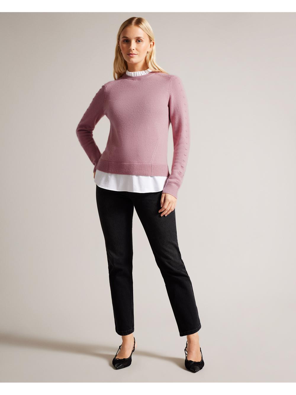 Ted Baker LISSIAH - Bobble Detail Shirt Hem Knitted Jumpers Dames Roze | OUCB-70845