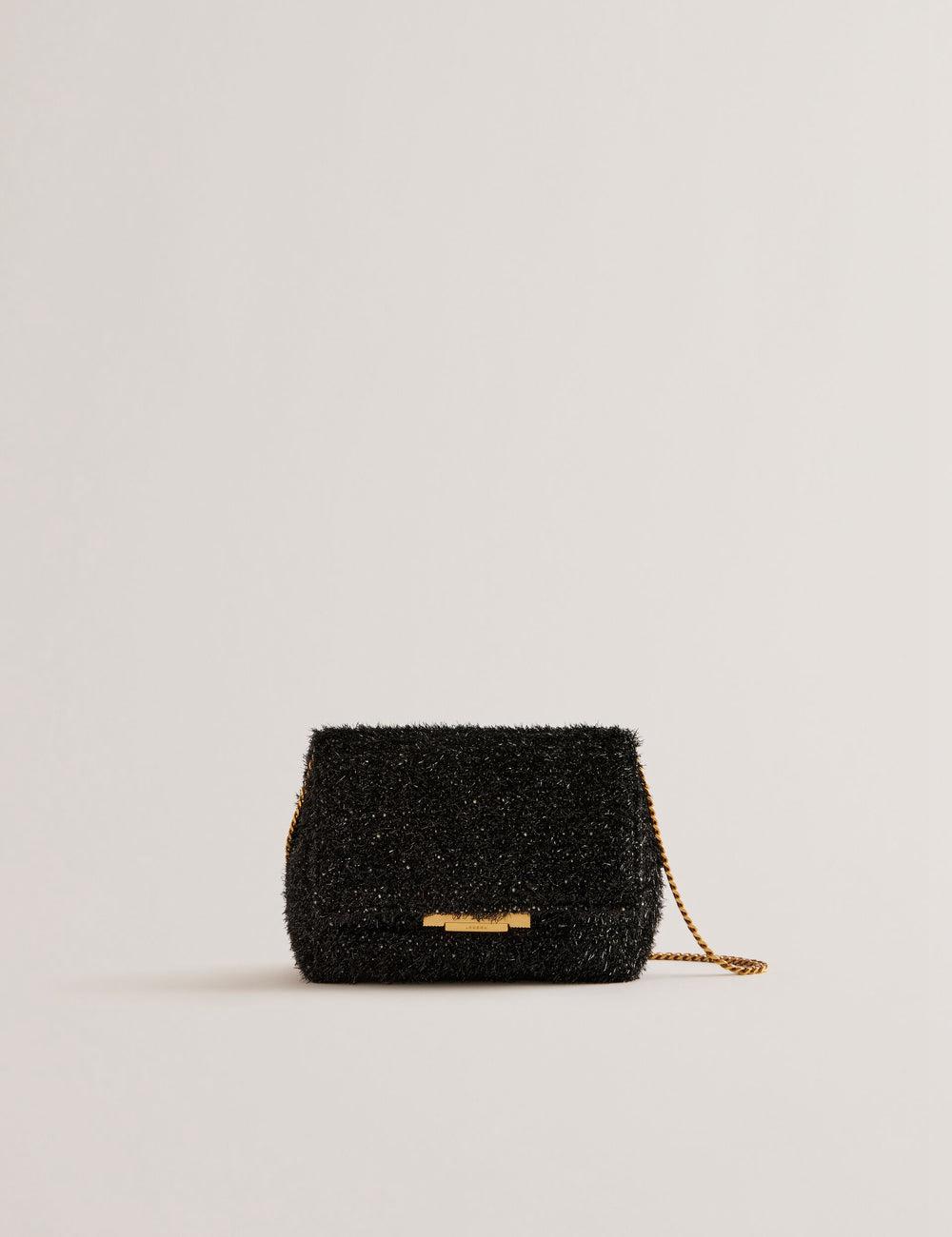 Ted Baker LIYLAH - Metallic Tinsel Fold Over Crossbodytassen Dames Zwart | SHDN-09483