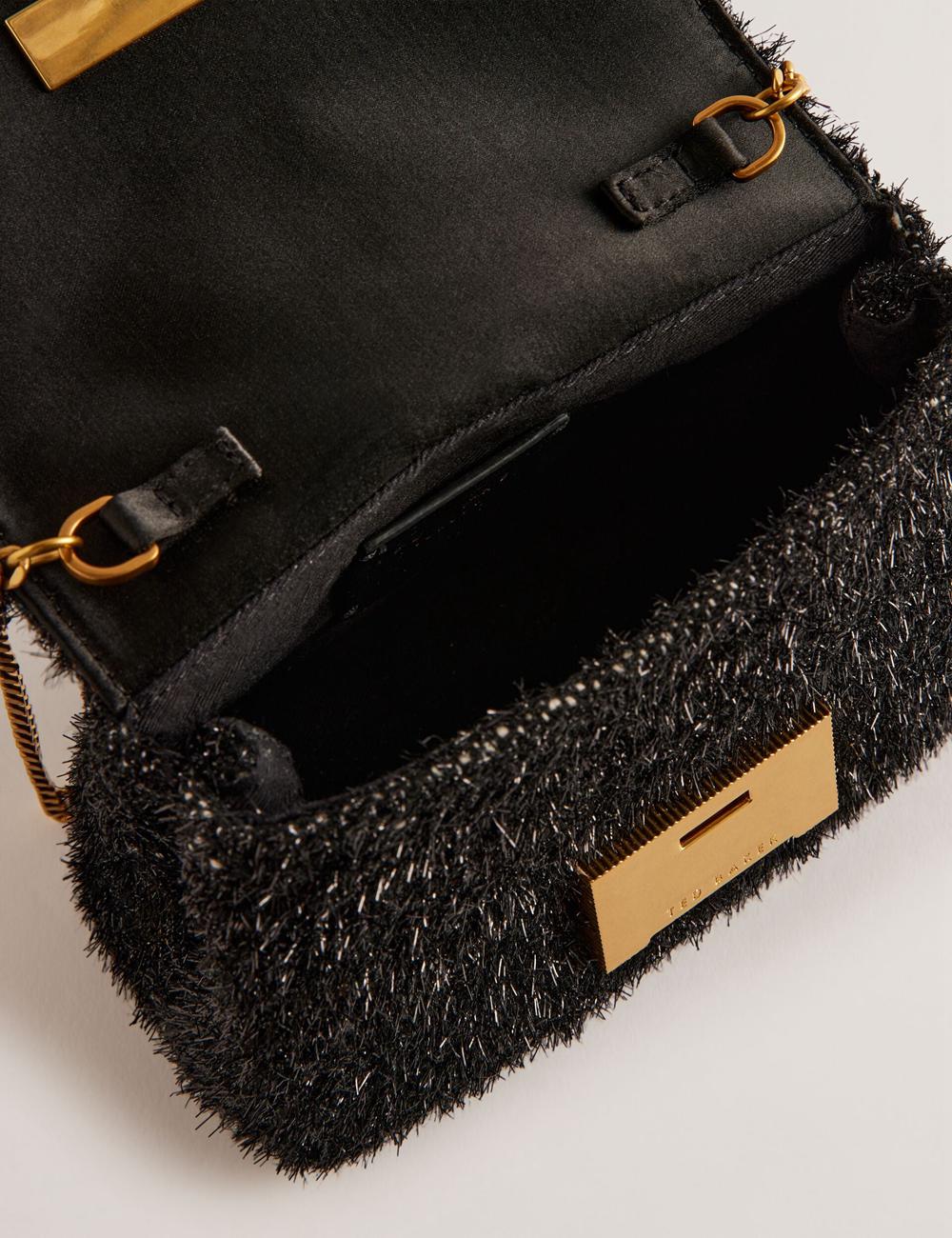Ted Baker LIYLAH - Metallic Tinsel Fold Over Crossbodytassen Dames Zwart | SHDN-09483