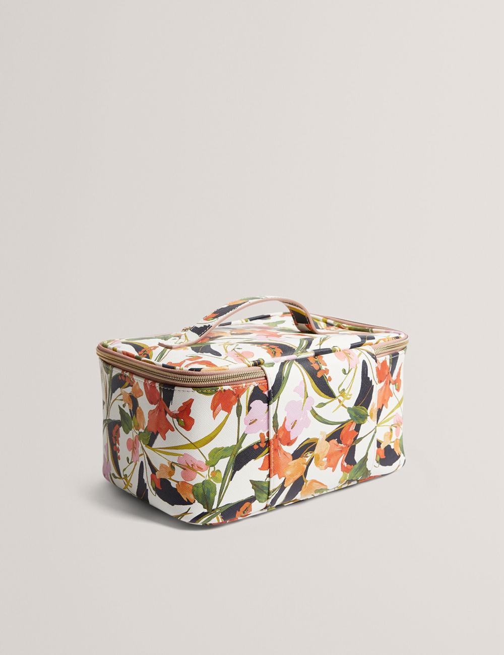 Ted Baker LOUISII - Floral PU Top Handle Large Toilettas Dames Wit | STWJ-10953