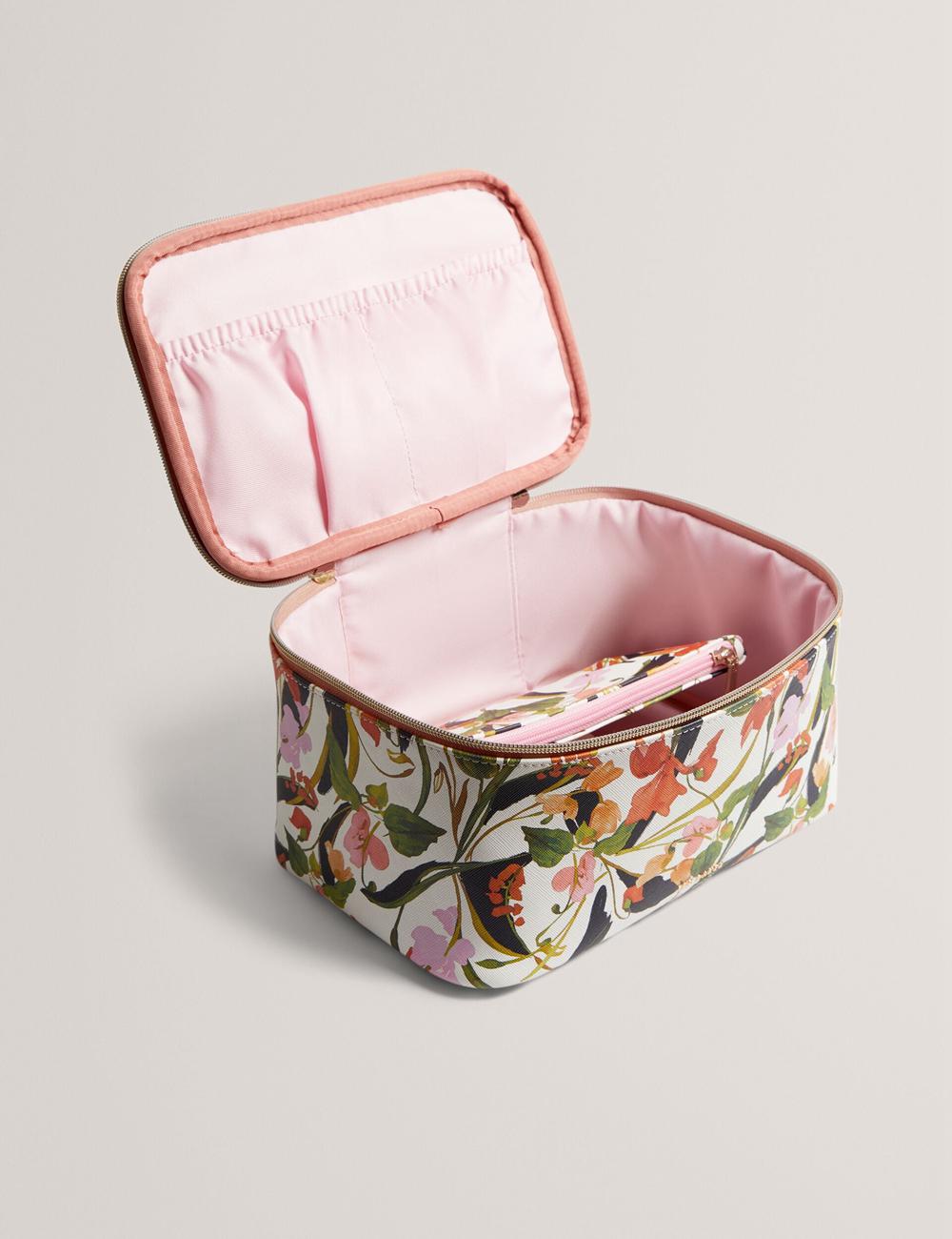 Ted Baker LOUISII - Floral PU Top Handle Large Toilettas Dames Wit | STWJ-10953