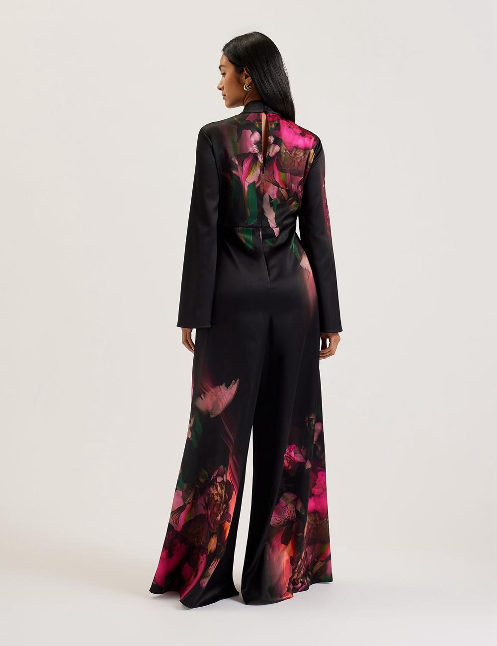 Ted Baker LOUSIOS - Printed Neck Wide Leg Jumpsuit Dames Zwart | OLHZ-28016