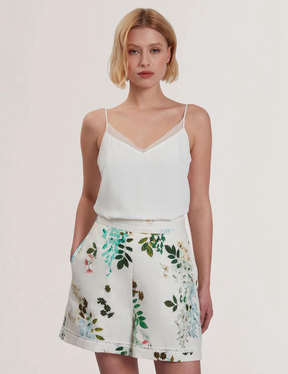 Ted Baker LULEA - Chiffon Detail V-Neck Strappy Cami Topjes Dames Ivory | XRLH-75906