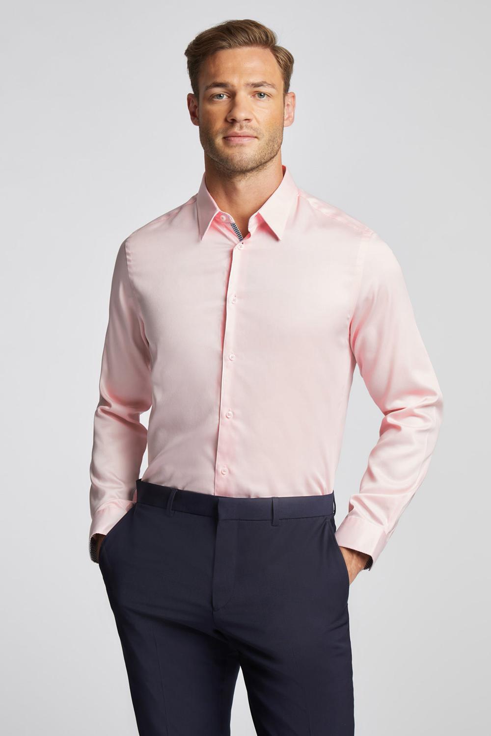 Ted Baker MAELOR - Slim Fit Sateen Cotton Overhemd Heren Roze | XOIC-95863