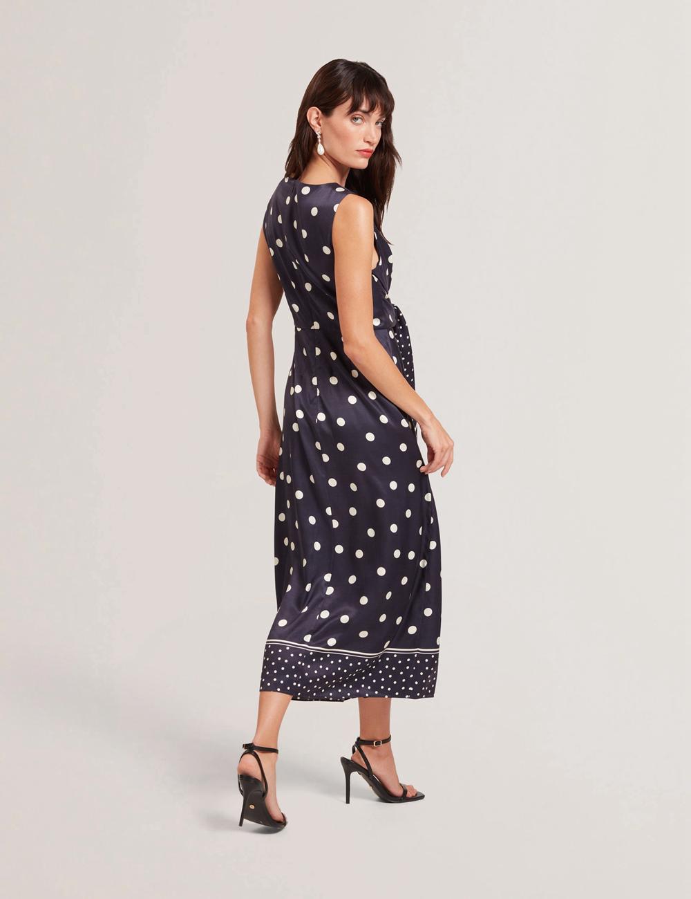 Ted Baker MALMOA - Polka Dot Detail Column Midi-jurk Dames Donkerblauw | SGHW-39872