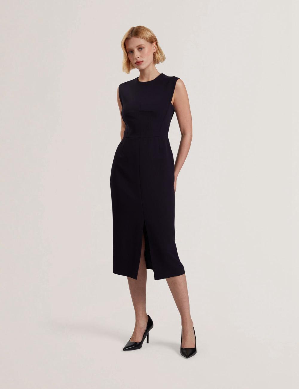 Ted Baker MANABDL - Tailored Sleeveless With Front Split Midi-jurk Dames Donkerblauw | MFIN-40863