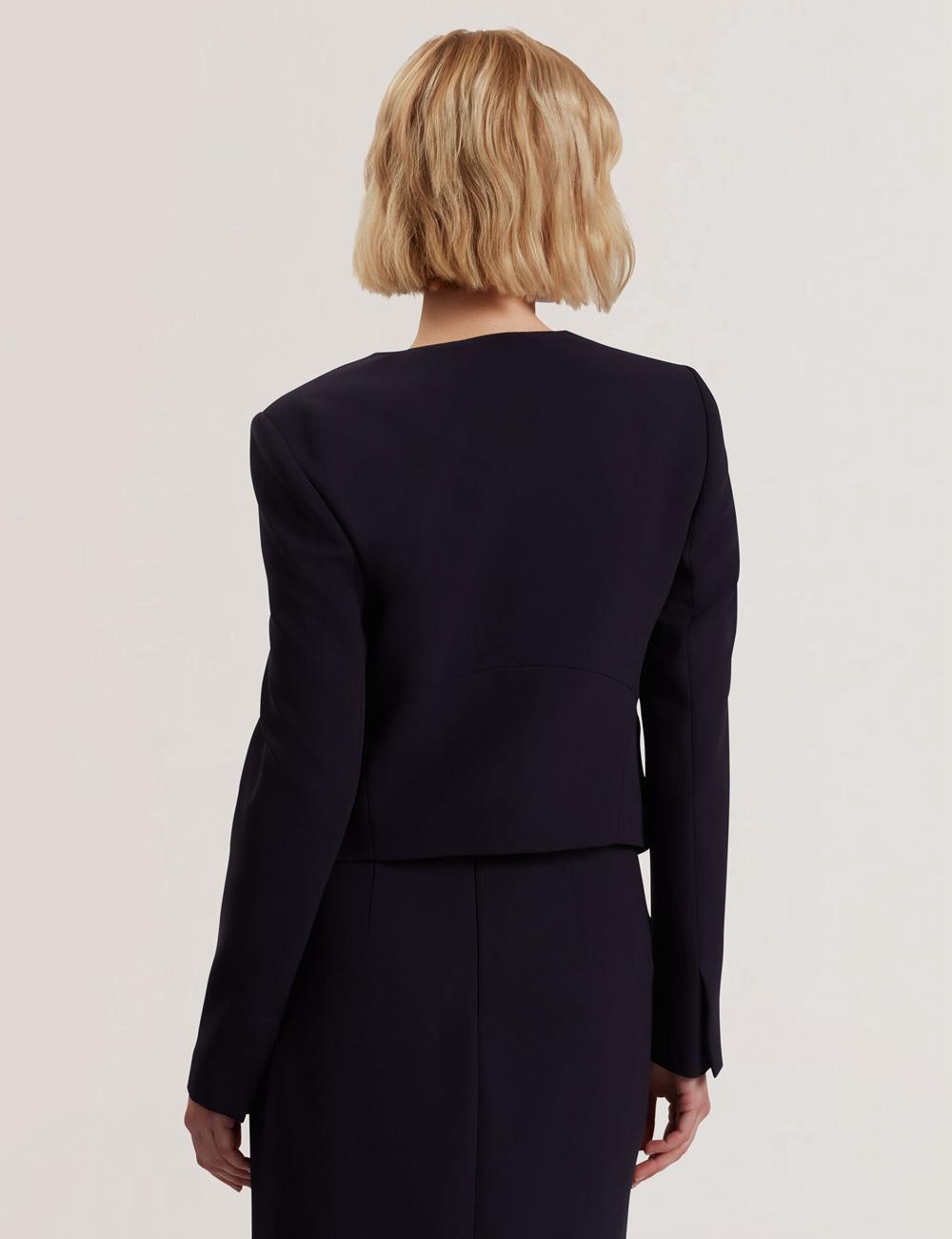 Ted Baker MANABJL - Tailored Round Neck Cropped Open Jassen Dames Donkerblauw | FOEX-78639