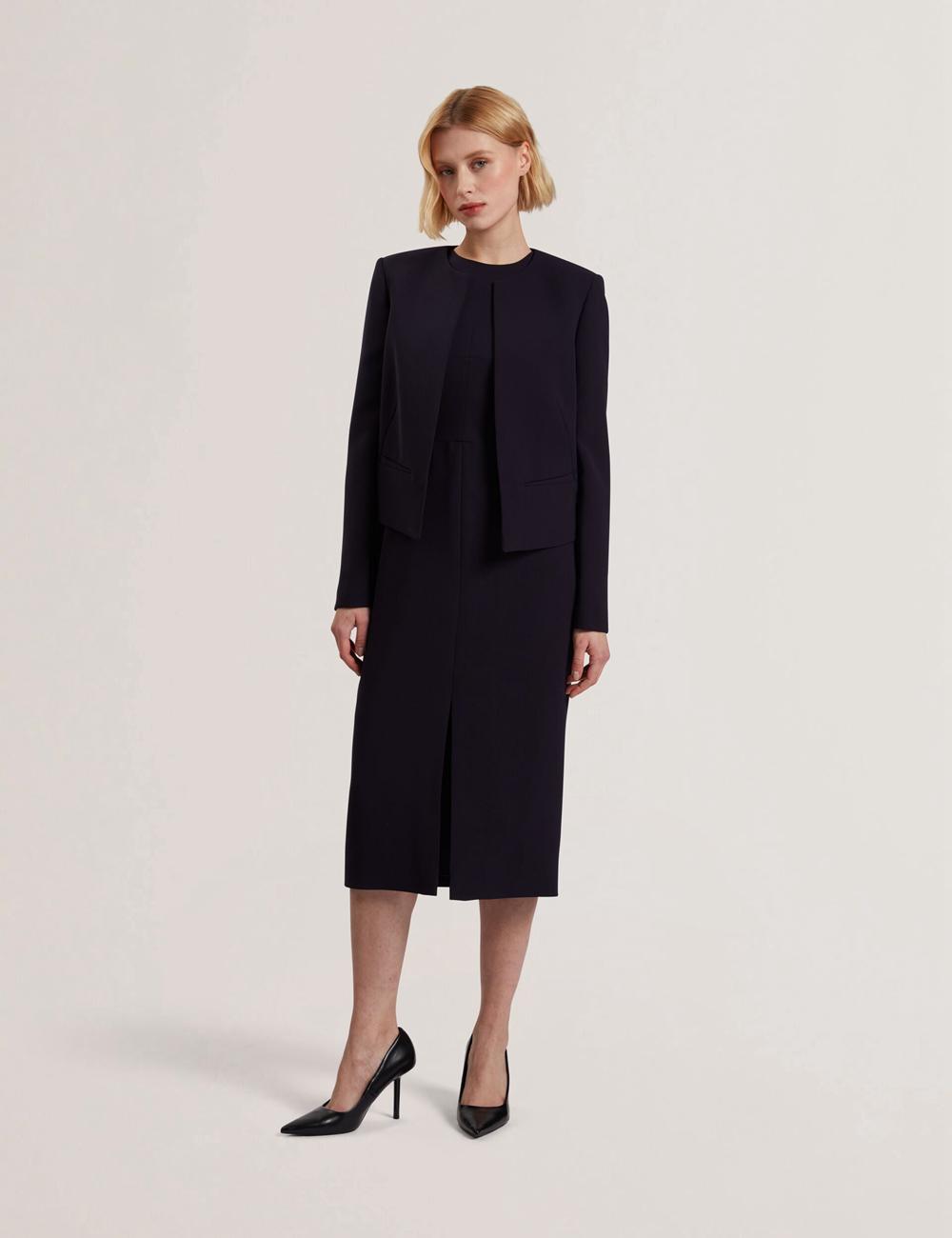 Ted Baker MANABJL - Tailored Round Neck Cropped Open Jassen Dames Donkerblauw | FOEX-78639