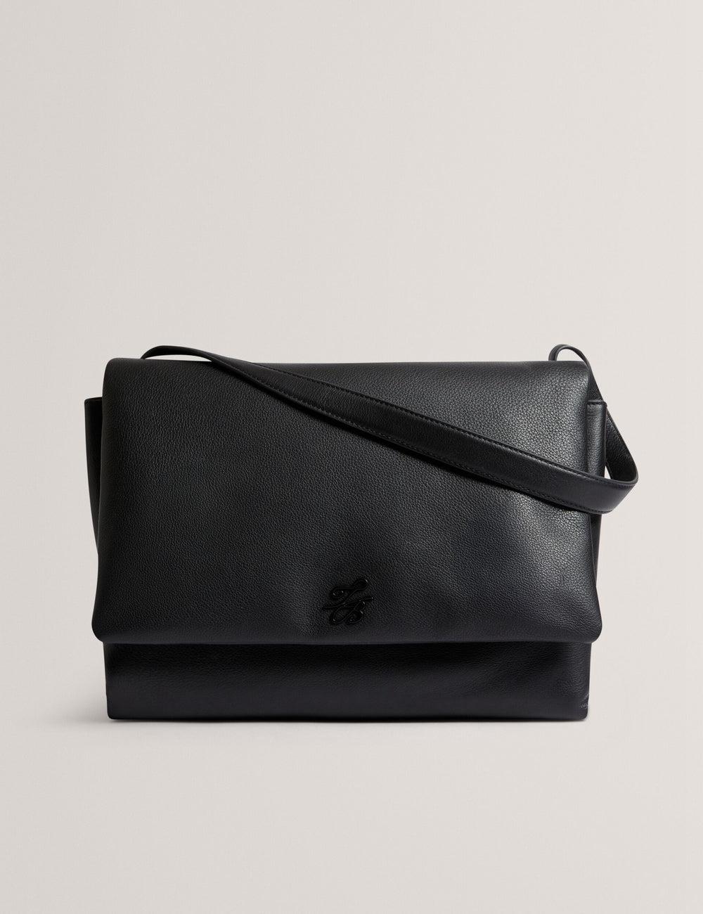 Ted Baker MARGOU - Padded Leather Large Fold Over Schoudertassen Dames Zwart | OLPV-51924