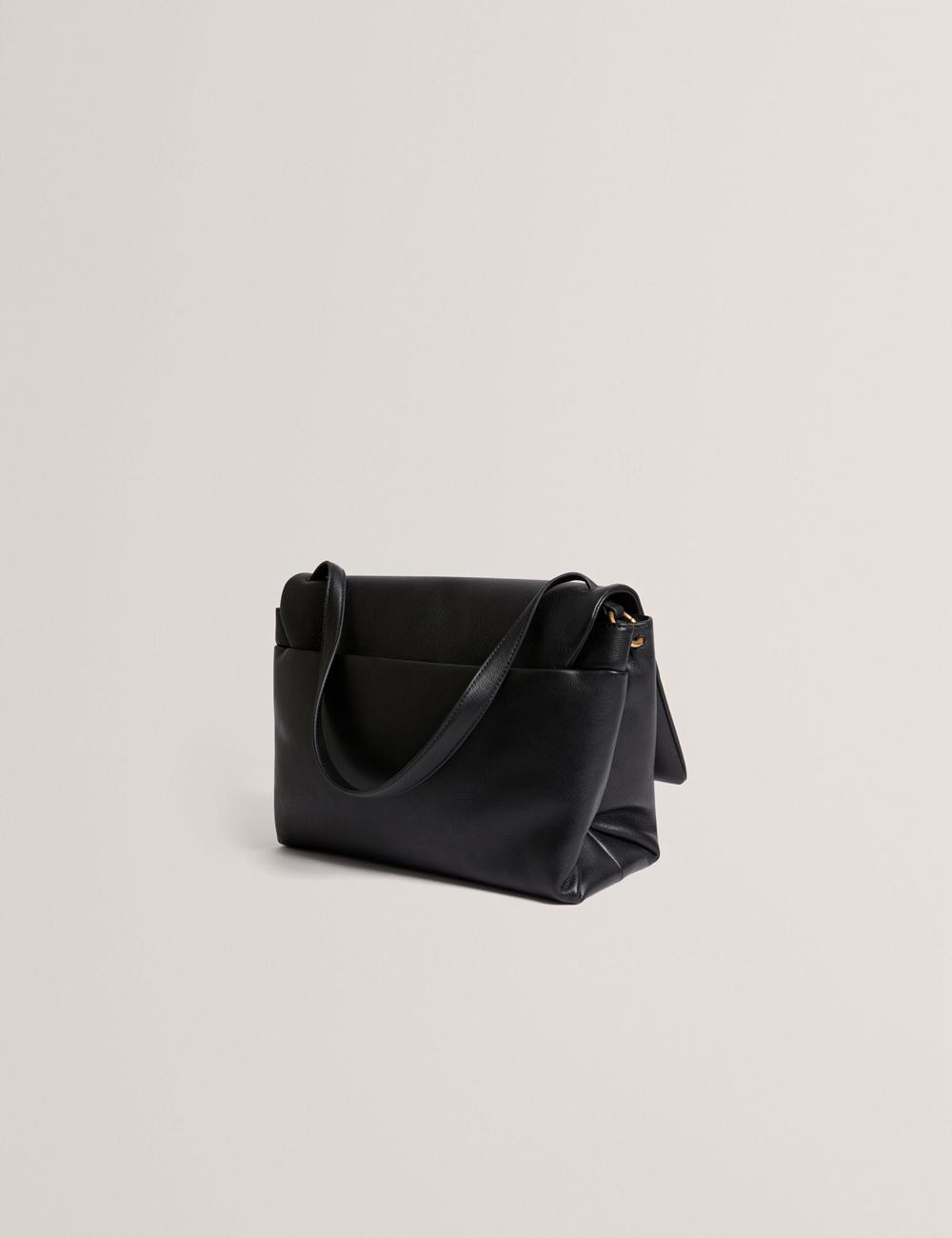 Ted Baker MARGOU - Padded Leather Large Fold Over Schoudertassen Dames Zwart | OLPV-51924