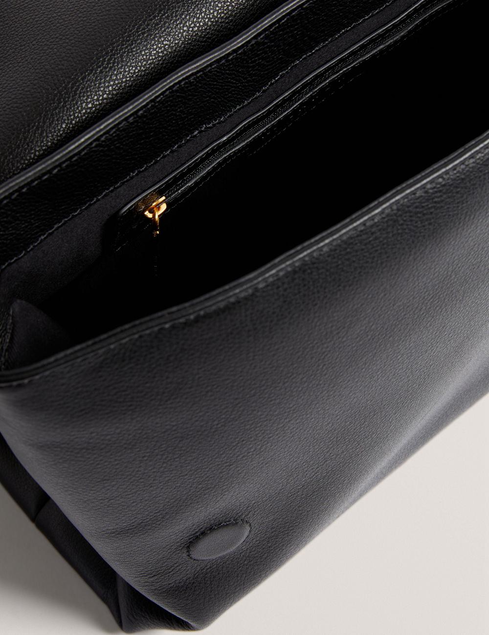Ted Baker MARGOU - Padded Leather Large Fold Over Schoudertassen Dames Zwart | OLPV-51924
